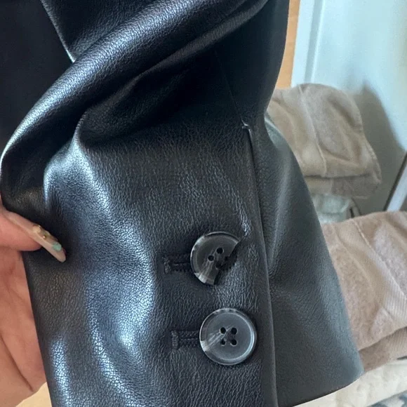 GAP Black Vegan Leather Blazer Jacket - Picture 4 of 5